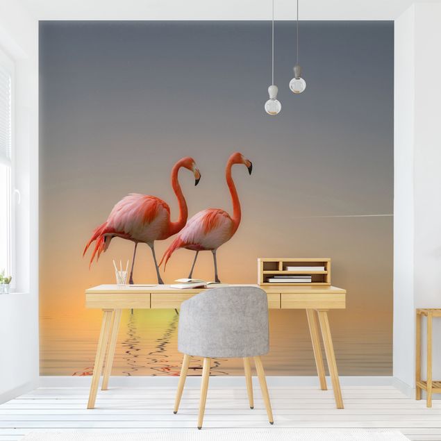 Papel de parede flamingo Flamingo Love