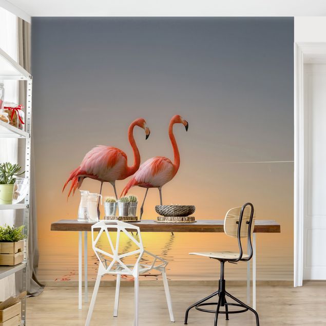 Papel de parede pássaros Flamingo Love