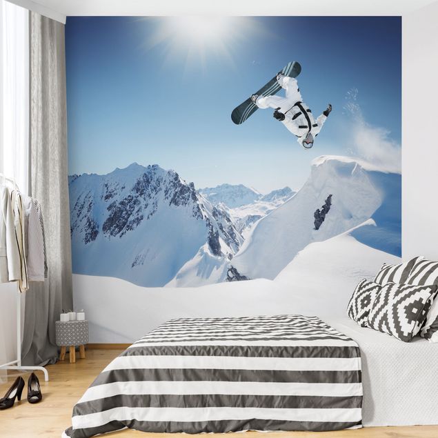 papel de parede moderno Flying Snowboarder
