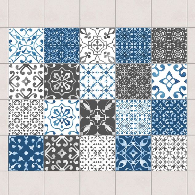 decoraçao cozinha Watercolour Pattern Mix Gray Blue
