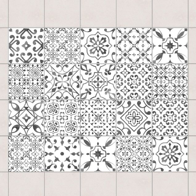 decoraçoes cozinha Gray White Pattern Mix