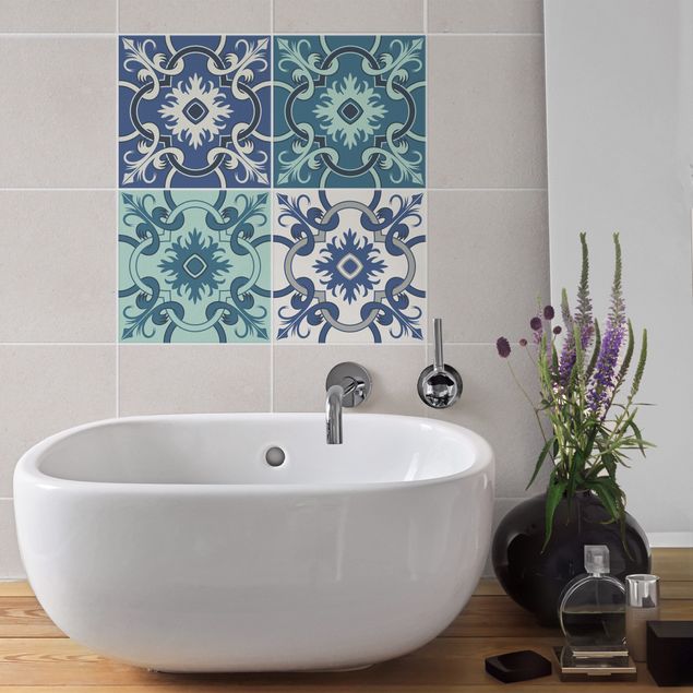 Películas para azulejos padrões 4 Spanish tiles turquoise