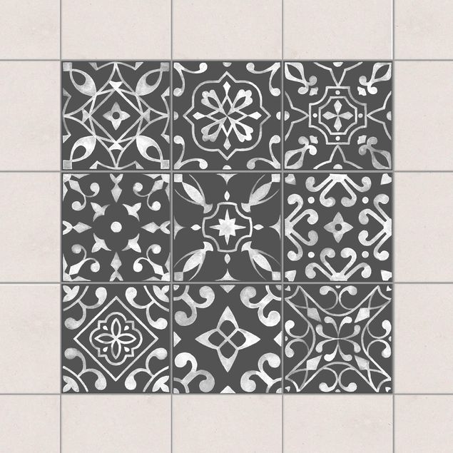 decoraçao cozinha Pattern Dark Gray White Series