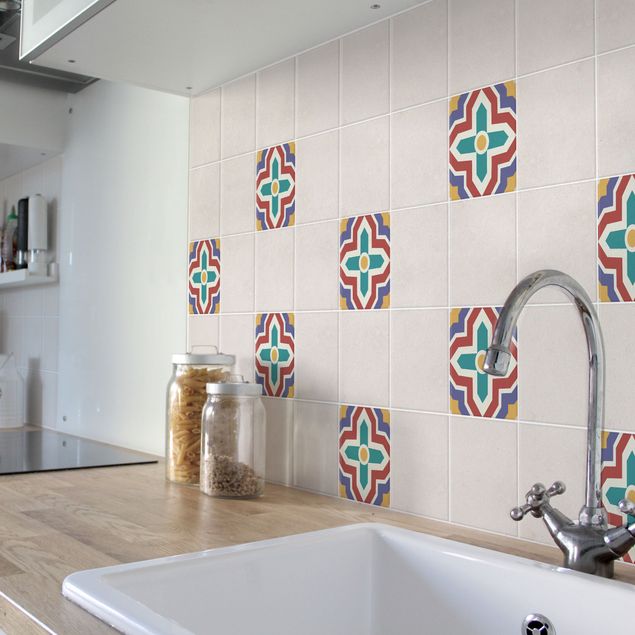 Películas para azulejos mosaico Moroccan tile crisscross pattern