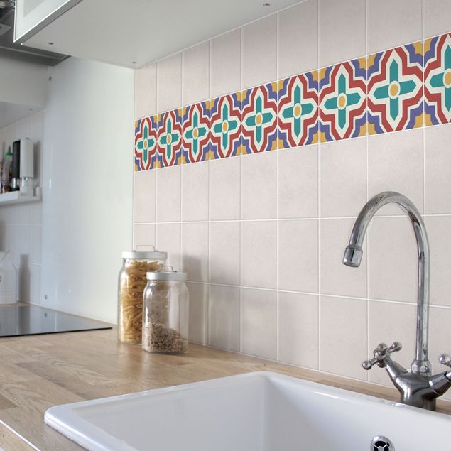 Películas para azulejos multicolorido Moroccan tile crisscross pattern