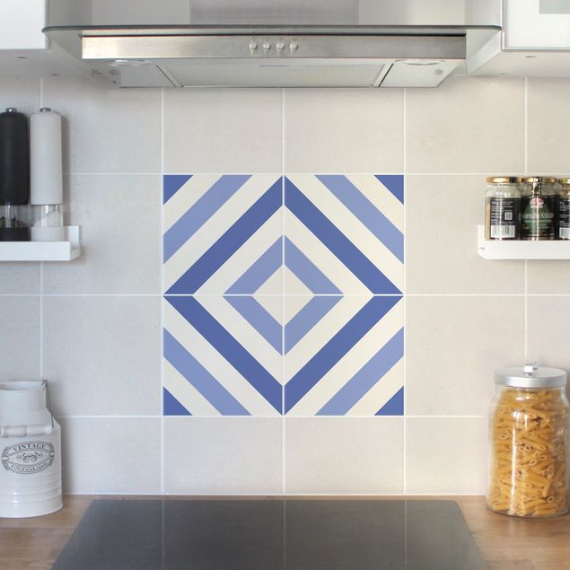 Películas para azulejos padrões Tile Sticker Set - Moroccan tiled backsplash from 4 tiles