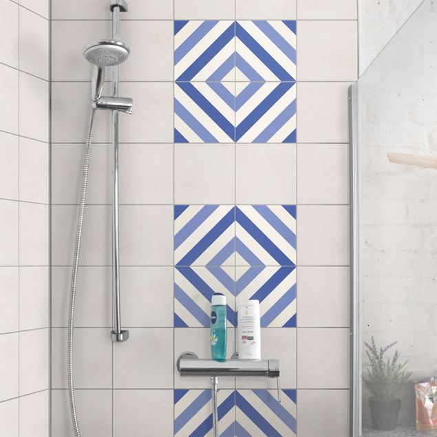 Películas para azulejos multicolorido Tile Sticker Set - Moroccan tiled backsplash from 4 tiles