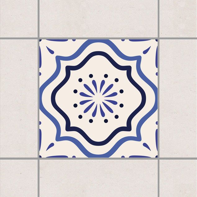 decoraçao cozinha Mediterranean tile white blue