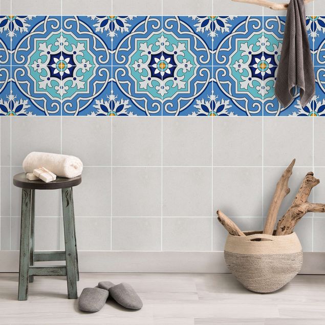 Películas para azulejos multicolorido Tile Sticker Set - Mediterranean tiles mirror blue
