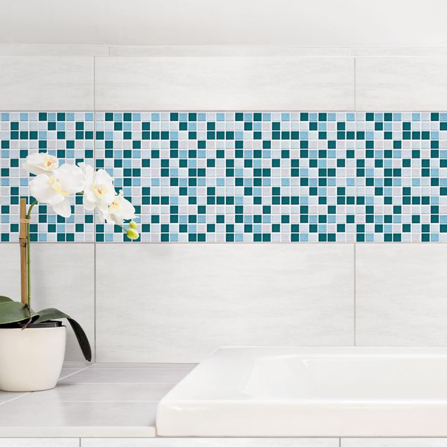 Películas para azulejos padrões Mosaic Tiles Turquoise Blue