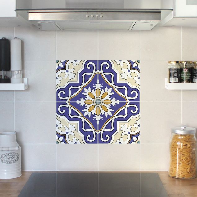 Películas para azulejos multicolorido Tile Sticker Set - Ornament from 4 Spanish tiles