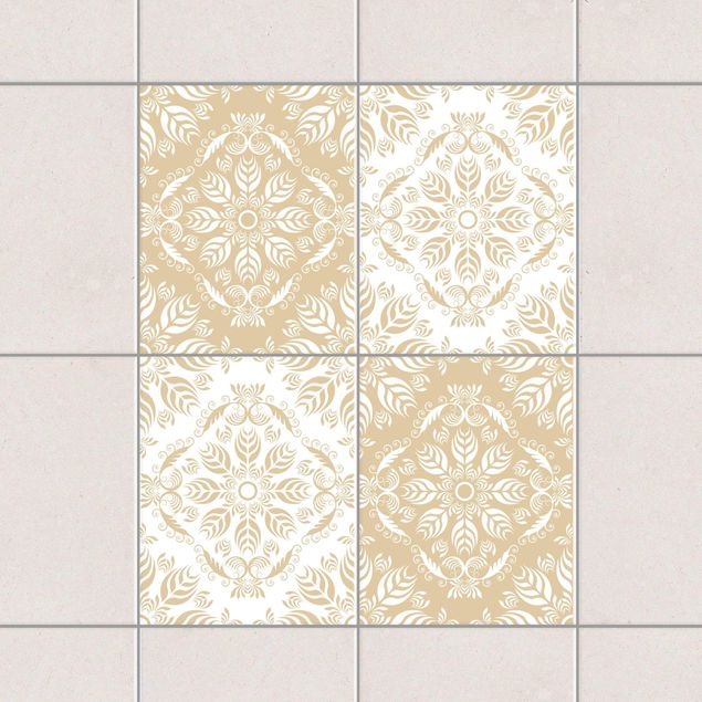 Películas para azulejos padrões Rosamunde Light Brown Colour Set