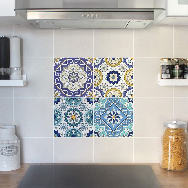 Películas para azulejos multicolorido 4 Spanish tiles ornaments