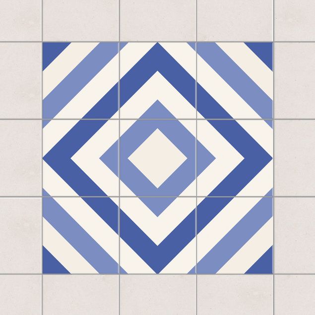 decoraçoes cozinha Tile Sticker Set - Moroccan tiles check blue white
