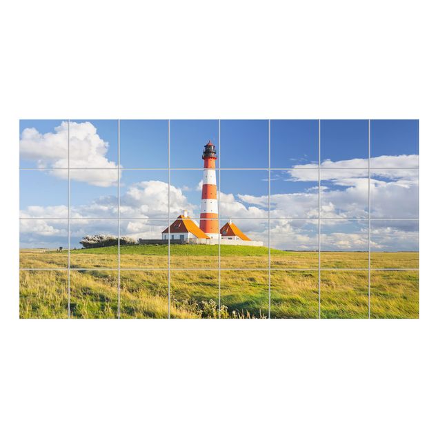 Películas para azulejos em verde Lighthouse In Schleswig-Holstein