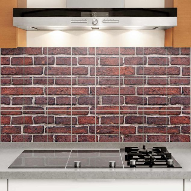 decoraçao para parede de cozinha Brick Wall Red