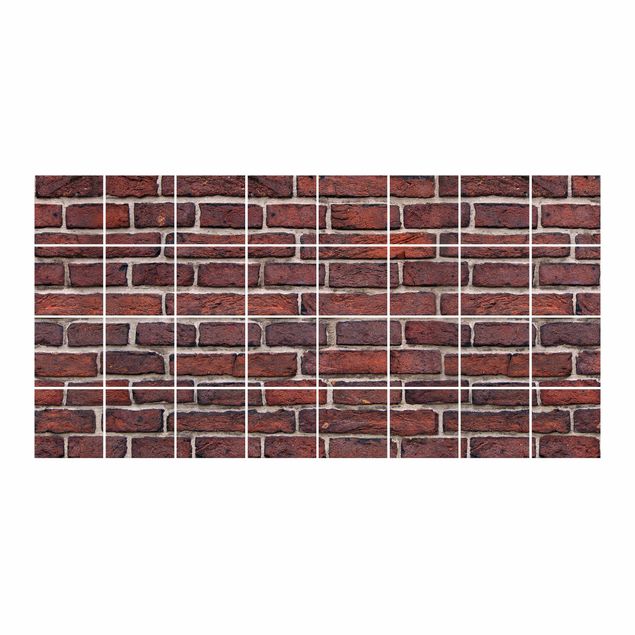 Películas para azulejos em vermelho Brick Wall Red