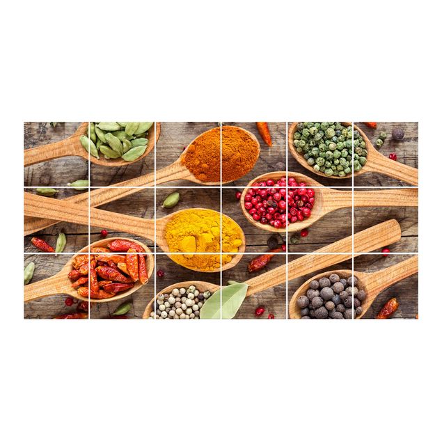 Películas para azulejos Spices On Wooden Spoon