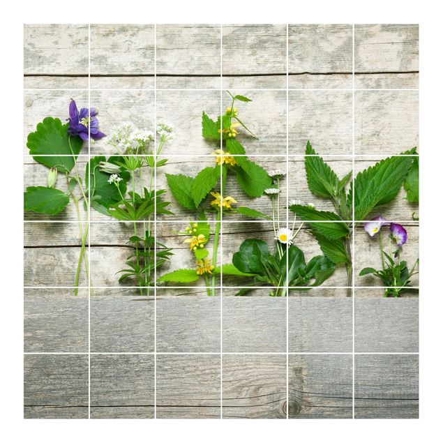 Películas para azulejos imitação madeira Medicinal and Meadow Herbs