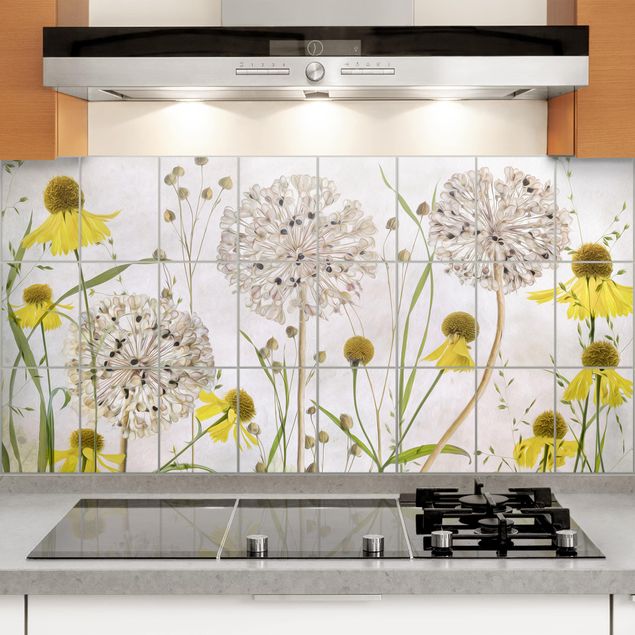 decoraçoes cozinha Allium And Helenium Illustration