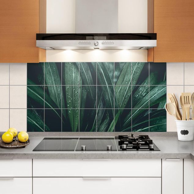 Películas para azulejos em verde Green Palm Leaves