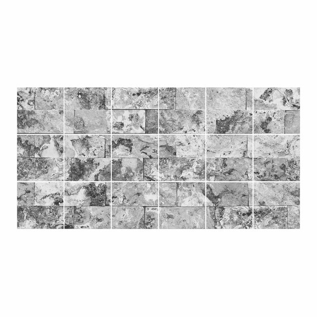 Películas para azulejos imitação pedra Stone Wall Natural Marble Grey