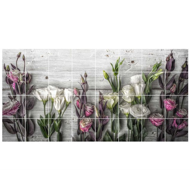 Películas para azulejos imitação madeira Tulip Rose Shabby Wood Look