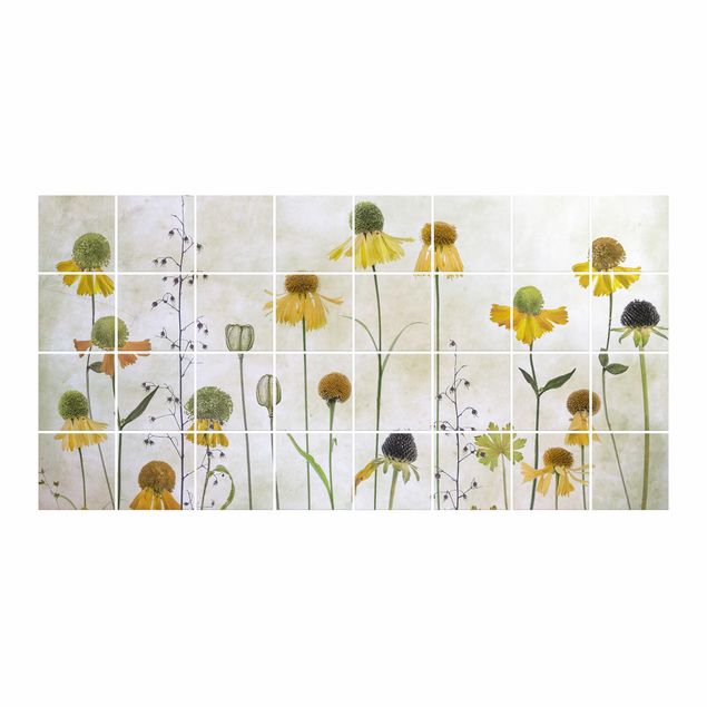 Autocolantes para azulejos Delicate Helenium Flowers