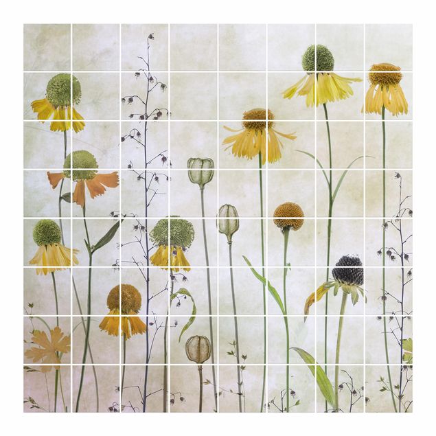 Películas para azulejos Delicate Helenium Flowers