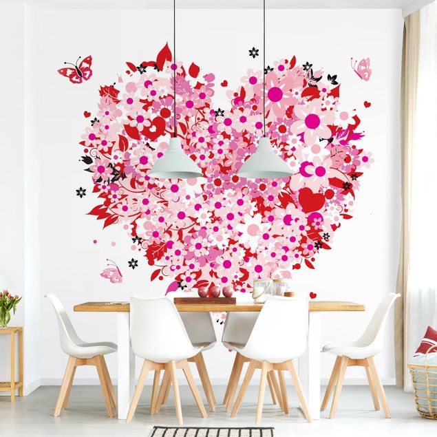 Papel de parede padrões Floral Retro Heart