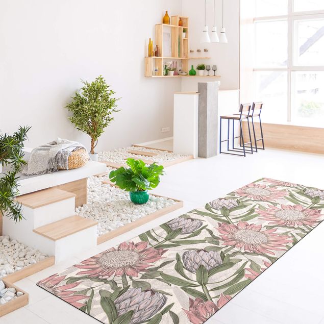 carpete cinza Floral Elegance Protea