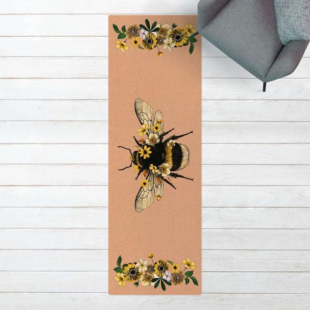 tapetes sala modernos Floral Bumblebee