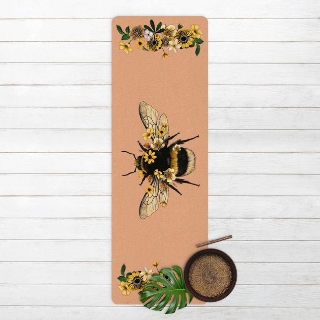 tapete para sala moderno Floral Bumblebee