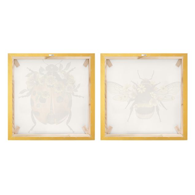 Telas decorativas 2 partes Floral Illustration - Bumblebee And Ladybug