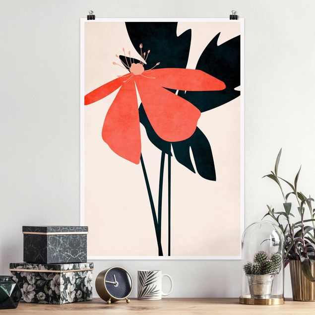 Posters flores Floral Beauty Pink And Blue