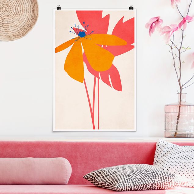 Posters flores Floral Beauty Pink And Orange