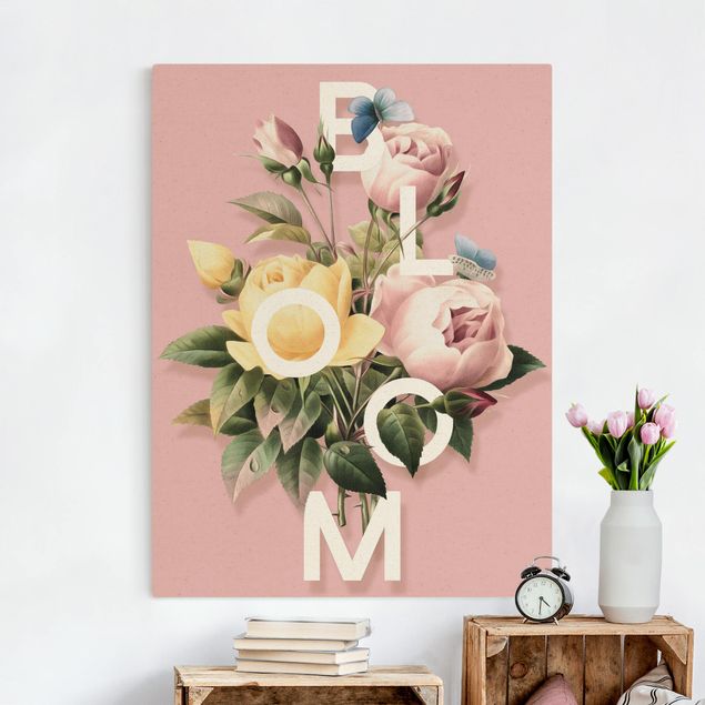 Telas decorativas rosas Florale Typography - Bloom