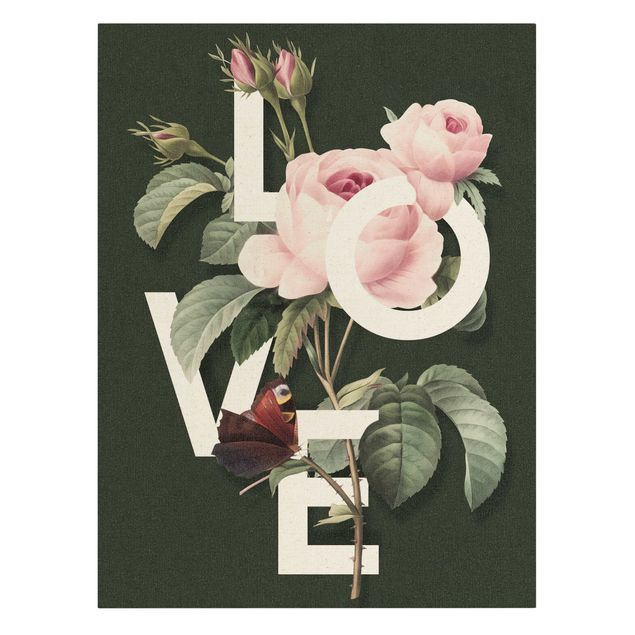 quadro com flores Florale Typography - Love