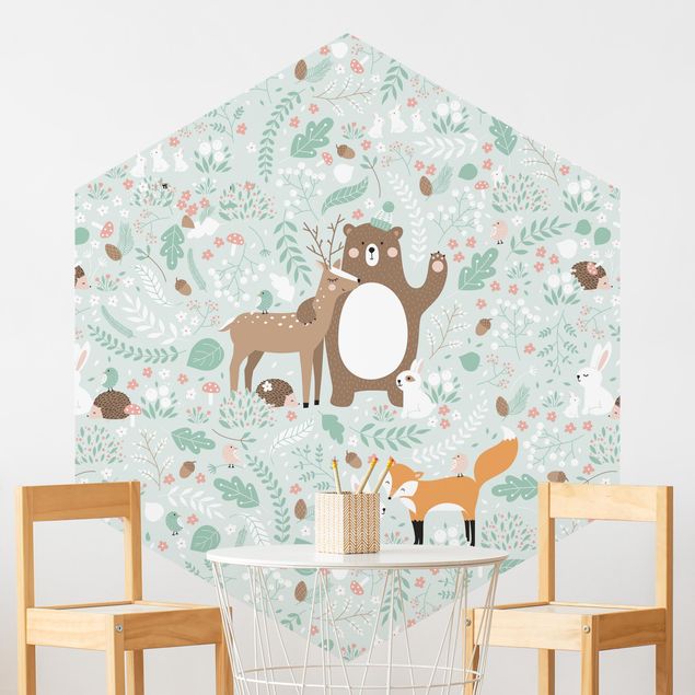 decoração para quartos infantis Forest-Friends-With-Forest-Animals