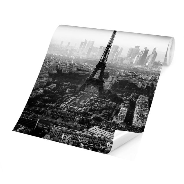 papel de parede urbano The Eiffel Tower From Above Black And White