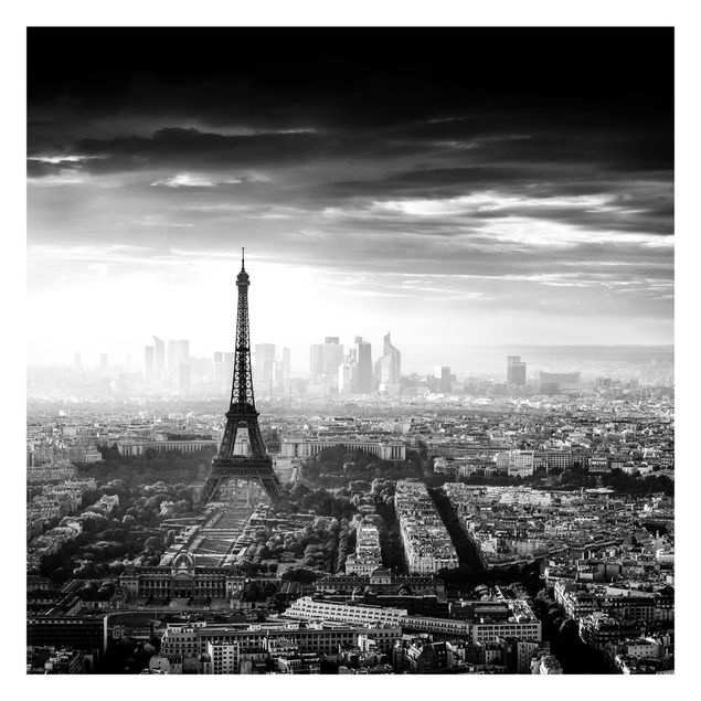mural para parede The Eiffel Tower From Above Black And White