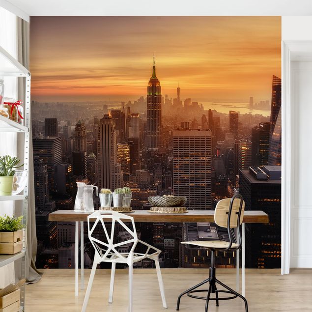 decoraçao para parede de cozinha Manhattan Skyline Evening