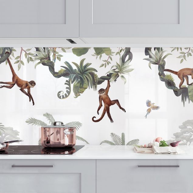 decoraçao para parede de cozinha Cheeky monkeys in tropical canopies