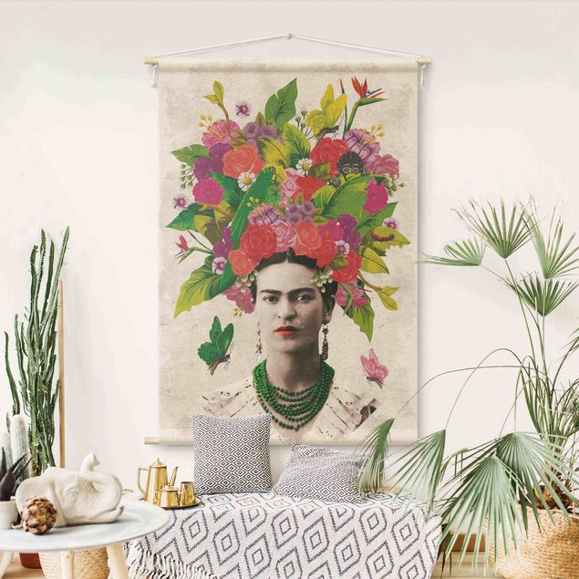 decoraçao para parede de cozinha Frida Kahlo - Flower Portrait