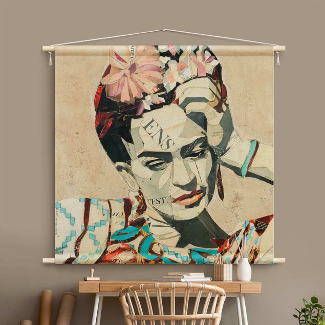Tapeçaria de parede XXL Frida Kahlo - Collage No.1