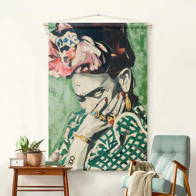 Tapeçaria de parede moderna Frida Kahlo - Collage No.3