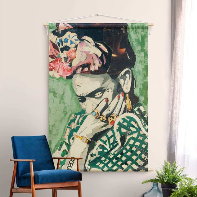 Tapeçaria de parede XXL Frida Kahlo - Collage No.3