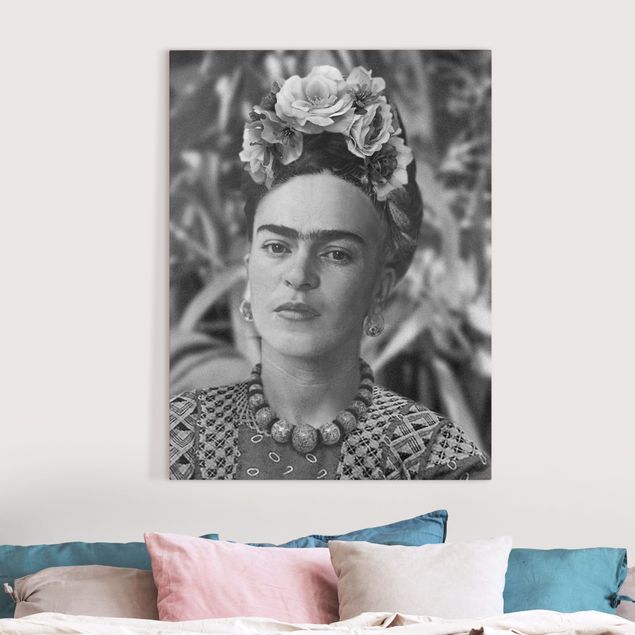 Telas decorativas réplicas de quadros famosos Frida Kahlo Photograph Portrait With Flower Crown