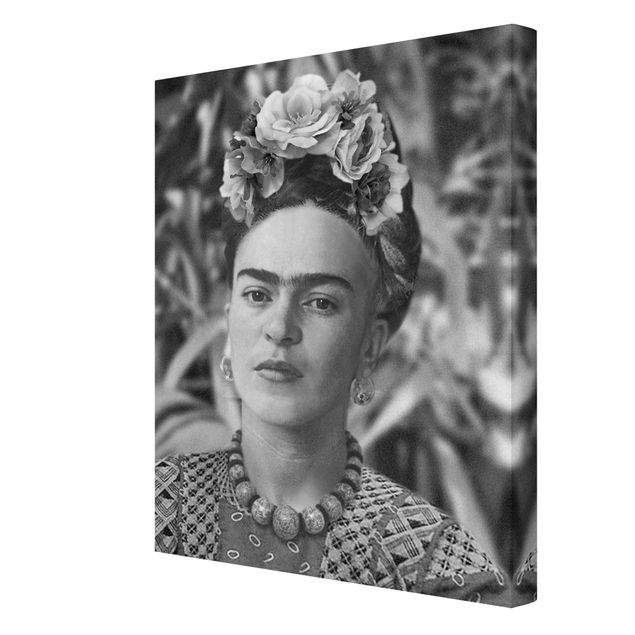 Quadros decorativos Frida Kahlo Photograph Portrait With Flower Crown