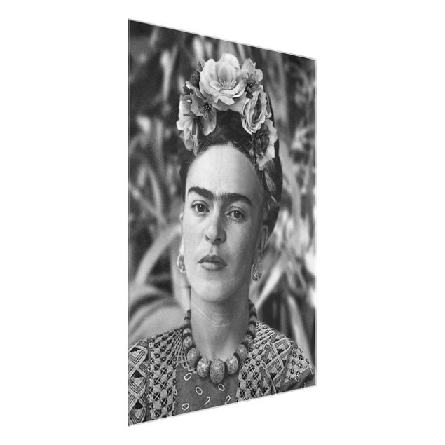 quadros em preto e branco Frida Kahlo Photograph Portrait With Flower Crown